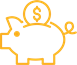 icon of piggy bank with coin being inserted