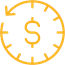 icon of clock around a dollar sign