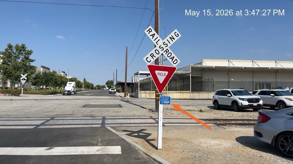 Signage installed for Eastbound approach