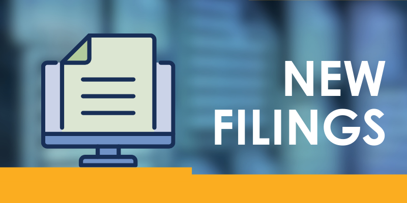 New Filings graphic with page coming out of a computer screen