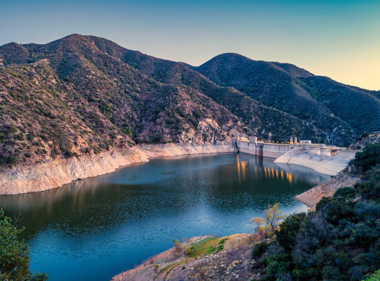 Morris Reservoir Dam in the San Gabriel Mountains